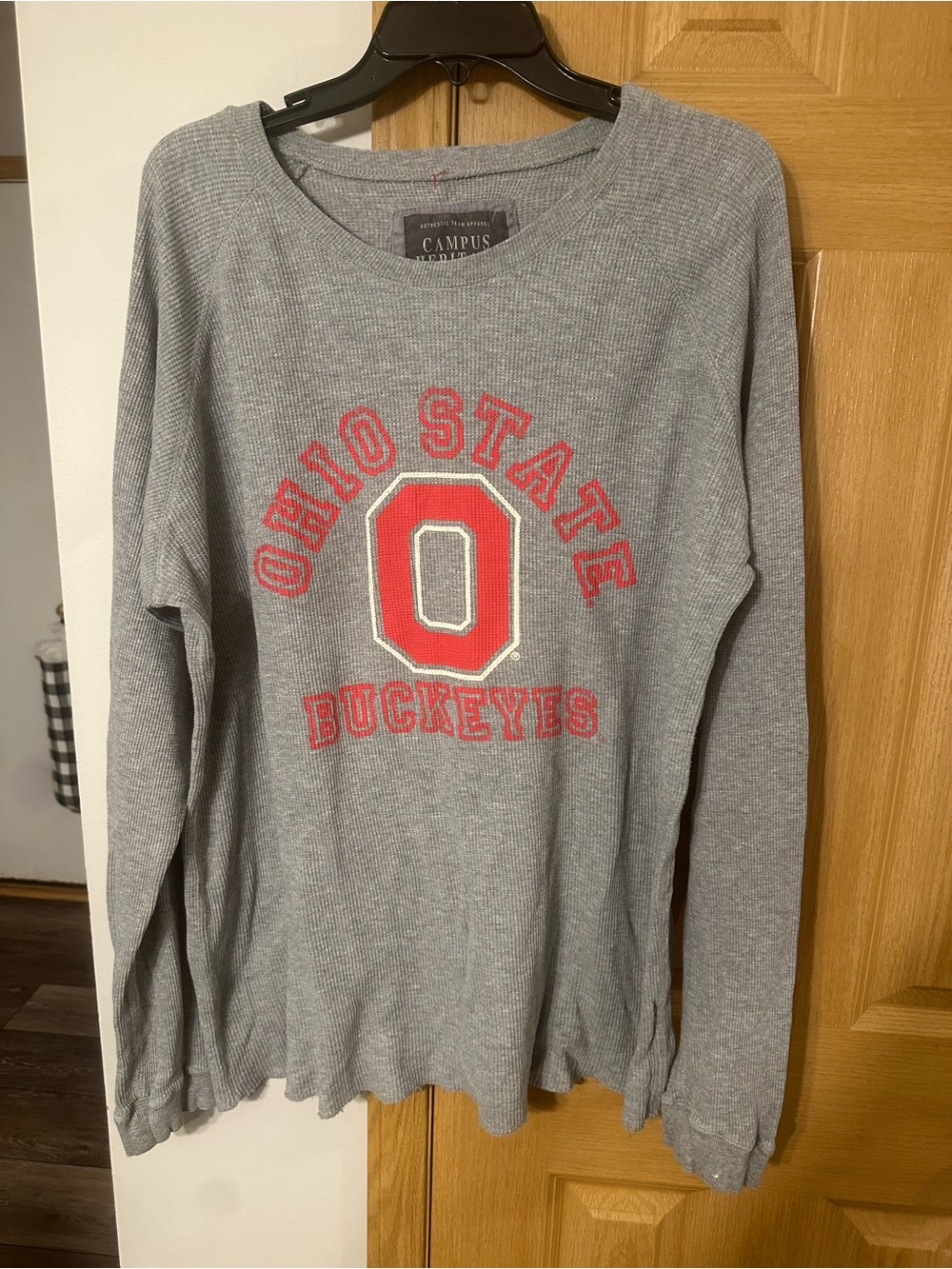 Campus Heritage Ohio State Buckeyes Gray Long Sleeve Tee with Red Logo
